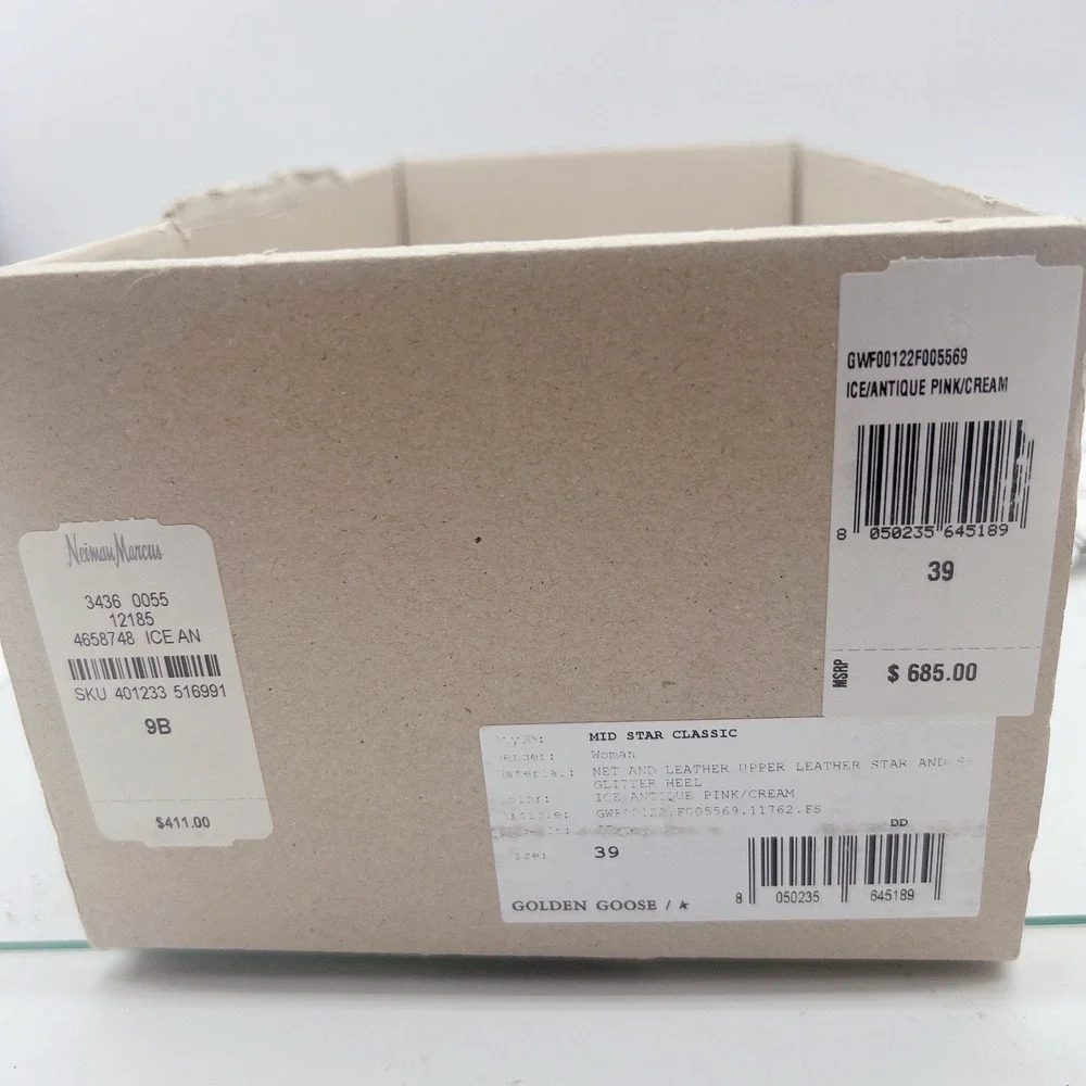 Golden Goose Slide High Top Glitter Distressed Sneakers Pink White Suede EU 39 - Picture 14 of 14